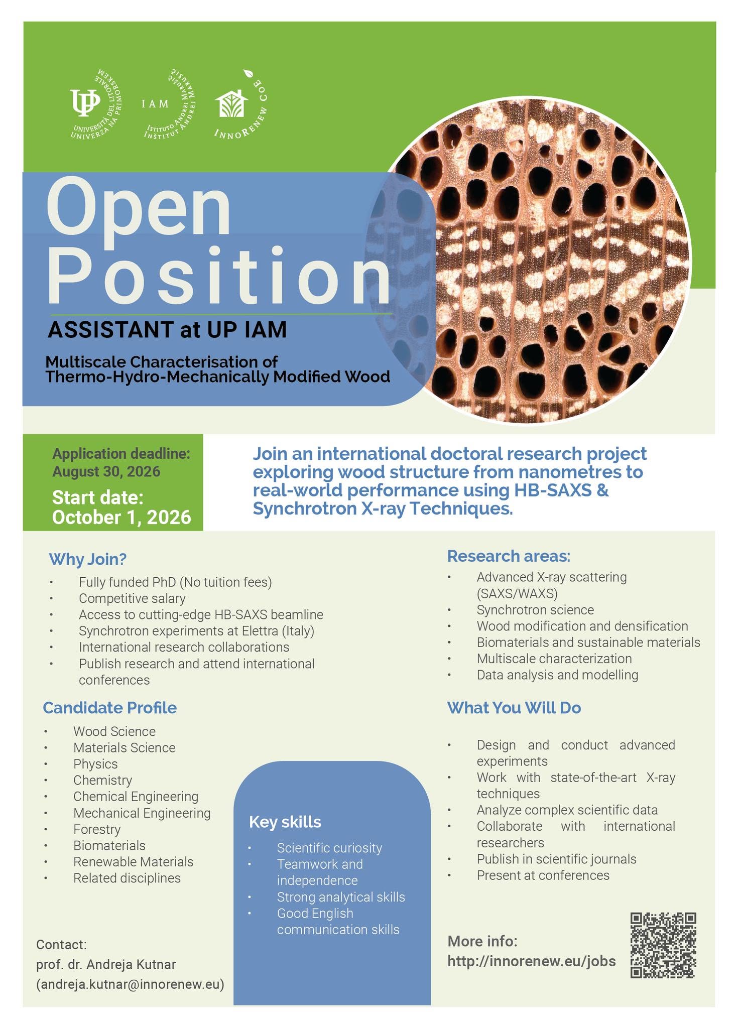 UP IAM InnoRenew CoE seeks candidate for a doctoral research project